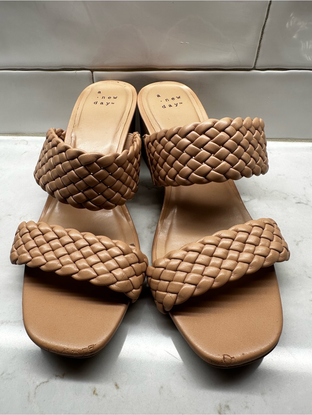 a new day Braided Double-Strap Slide Sandals — Tan